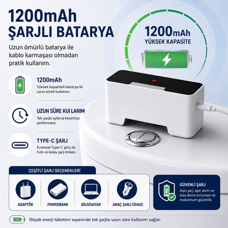 Polham Kızılötesi Sensörlü Otomatik Sifon Aparatı – Temassız Kullanım, Suya Dayanıklı, 1200mAh Şarjlı