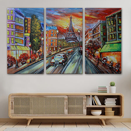 Eyfel Kulesi Manzaralı Yağlıboya Görünüm Dekoratif Kanvas Duvar Tablosu-3726