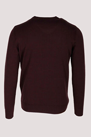 Erkek Triko Bordo Bisiklet Yaka Baklava Desenli Slim Fit Pamuklu Kazak NCS JEANS 3727