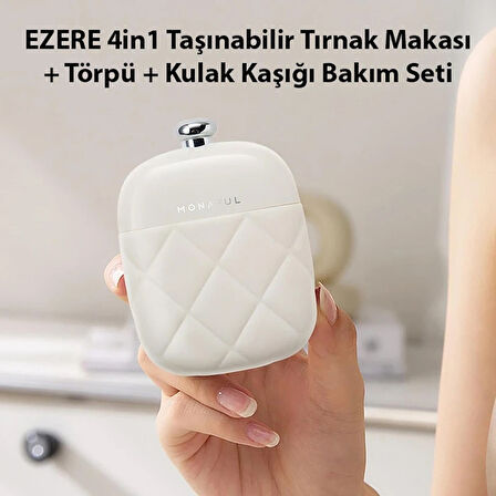 EZERE 4in1 Taşınabilir Tırnak Makası + Törpü + Kulak Kaşığı Bakım Seti