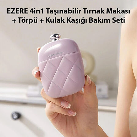 EZERE 4in1 Taşınabilir Tırnak Makası + Törpü + Kulak Kaşığı Bakım Seti