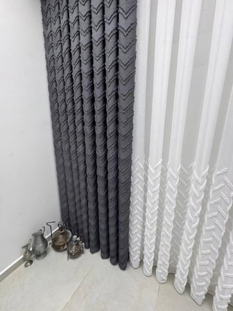 NİVEMESHOME MAYIS 1-027P YARI DESEN  EKRU   1/2,5 PİLELİ TÜL PERDE