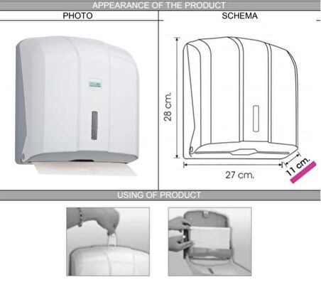 Omnipazar Vialli KH300 Z Katlı Kağıt Havlu Dispenseri 300'lü Beyaz