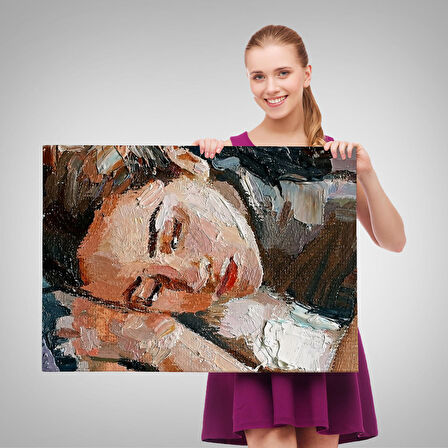 Uyuyan Güzel Kadın Yağlıboya Görünümlü Duvar Tablosu-3730