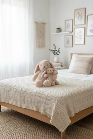 Miniso Lisanslı Ebeveyn-Çocuk Tavşan Peluş Oyuncak Kahverengi 40 Cm