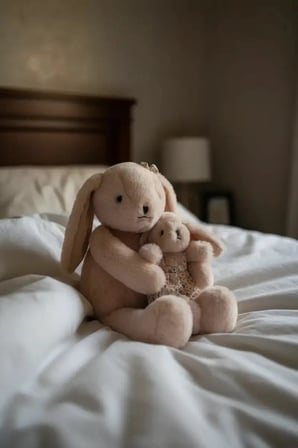 Miniso Lisanslı Ebeveyn-Çocuk Tavşan Peluş Oyuncak Kahverengi 40 Cm