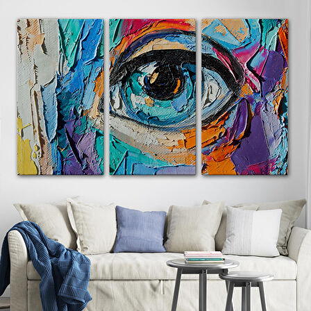 Renkli Kadın Gözü Yağlıboya Görünümlü Duvar Tablosu-3731