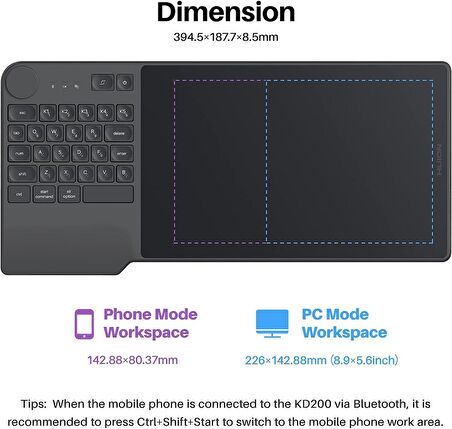 Huion KD200 8.9 x 5.6 inç Grafik Tablet