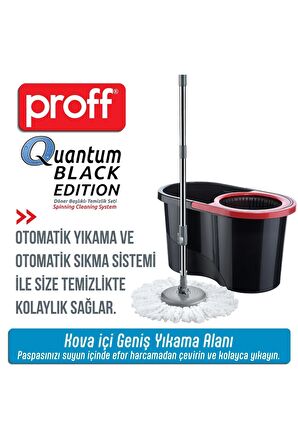 Proff Quantum Siyah Döner Başlıklı Temizlik Seti