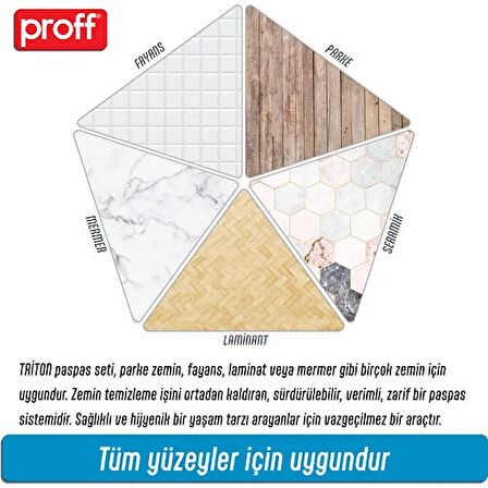 Proff Yeni Triton 170° Spin Mop Temiz Kirli Su Tanklı 2 Lt Temiz Su Kapasitesi