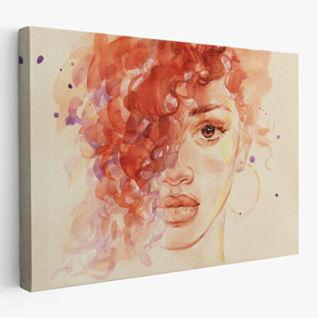 Afrikalı Kadın Suluboya Görünüm Dekoratif Kanvas Tablo-3732