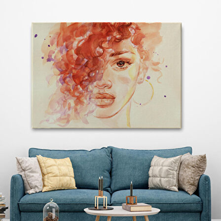 Afrikalı Kadın Suluboya Görünüm Dekoratif Kanvas Tablo-3732