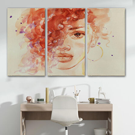 Afrikalı Kadın Suluboya Görünüm Dekoratif Kanvas Tablo-3732