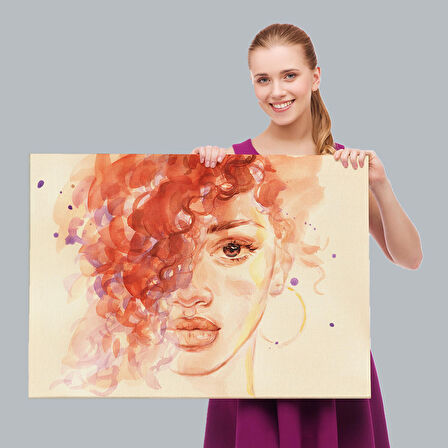 Afrikalı Kadın Suluboya Görünüm Dekoratif Kanvas Tablo-3732