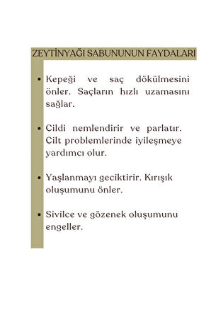 Doğal Zeytinyağı Sabunu, El Yapımı, Nemli ve Parlak Saçlar İçin Katkısız Sabun 100GR