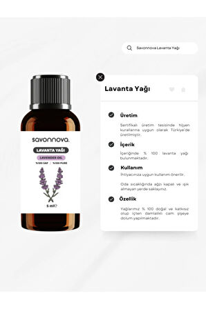 Doğal Lavanta Yağı % 100 Saf 5 Ml