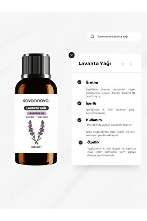 Doğal Lavanta Yağı % 100 Saf 100 Ml