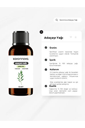 Doğal Adaçayı Yağı % 100 Saf 10 Ml