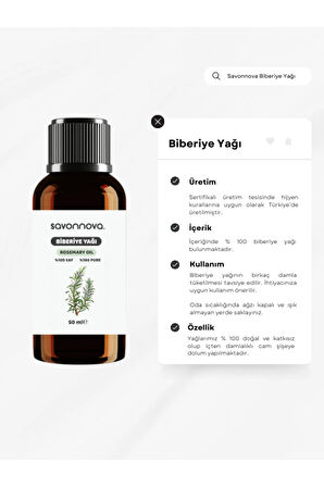 Doğal Biberiye Yağı % 100 Saf 50 Ml