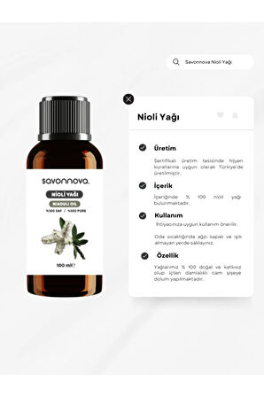 Doğal Nioli Yağı % 100 Saf 100 Ml