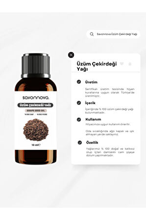 Doğal Üzüm Çekirdeği Yağı % 100 Saf 10 Ml