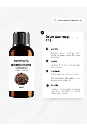 Doğal Üzüm Çekirdeği Yağı % 100 Saf 50 Ml