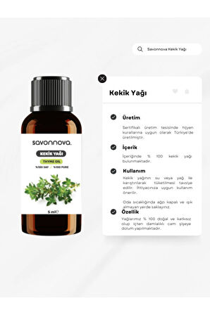 Doğal Kekik Yağı % 100 Saf 5 Ml