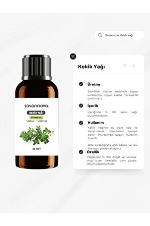 Doğal Kekik Yağı % 100 Saf 20 Ml