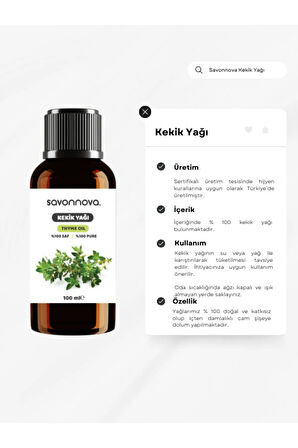 Doğal Kekik Yağı % 100 Saf 100 Ml