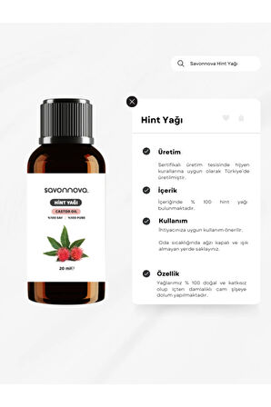 Doğal Hint Yağı % 100 Saf 20 Ml