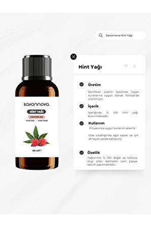 Doğal Hint Yağı % 100 Saf 50 Ml