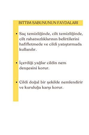 Doğal Bıttım Sabunu, Cilt Sorunları Için Katkısız El Yapımı Sabun 100gr