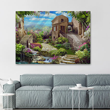 Avrupa Ev Manzarası Dekoratif Kanvas Duvar Tablosu-3734