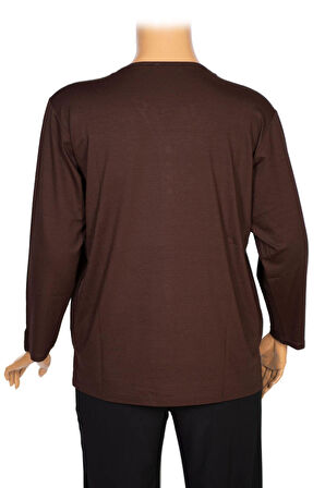 Cimariva Kadın Meyra Büyük Beden O Yaka Nakışlı Kahverengi Bluz