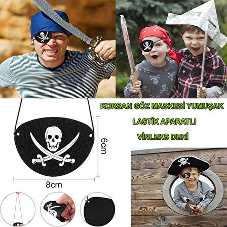 İthal Vinleks Deri Korsan Göz Bandı - Lastikli  Yumuşak