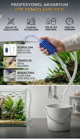 Akvaryum Su Değişim Dip Çekim Pompası