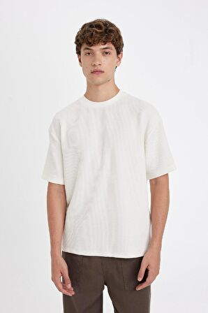 DeFacto Boxy Fit Bisiklet Yaka Kısa Kollu Basic Düz Tişört C8724AX24AUER105