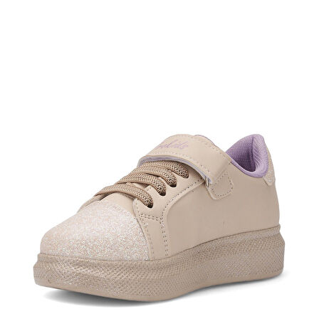 Günlük Kız Çocuk Sneaker Püskül Detaylı Oval Simli Burun Lastik Bağcıklı Cırtlı Spor Ayakkabı 3740