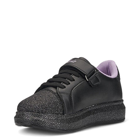 Günlük Kız Çocuk Sneaker Püskül Detaylı Oval Simli Burun Lastik Bağcıklı Cırtlı Spor Ayakkabı 3740