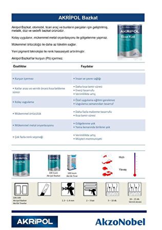AkzoNobel Akripol Bazkat PEUGEOT EZWL (P9516)L ÇELİK GRİ Akrilik Sonkat Oto Boyası 1 Litre