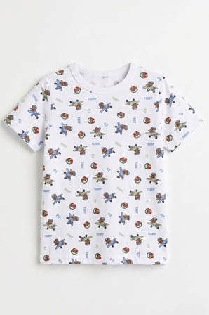 Öts Erkek Çocuk Pamuklu Pijama Takımı Kısa Kol Uzun Alt Desenli Geniş ve Rahat Kesim (374003)