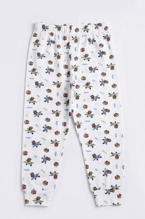 Öts Erkek Çocuk Pamuklu Pijama Takımı Kısa Kol Uzun Alt Desenli Geniş ve Rahat Kesim (374003)