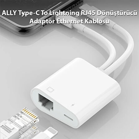 ALLY Type-C To Lightning RJ45 Dönüştürücü Adaptör Ethernet Kablosu