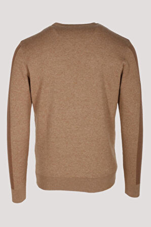 Erkek Triko Camel Bisiklet Yaka Desenli Slim Fit Pamuklu Kazak NCS JEANS 3740