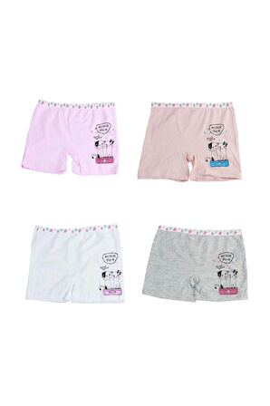 Kız Çocuk Renkli Desenli Baskılı Boxer Külot 10'lu Paket 42412