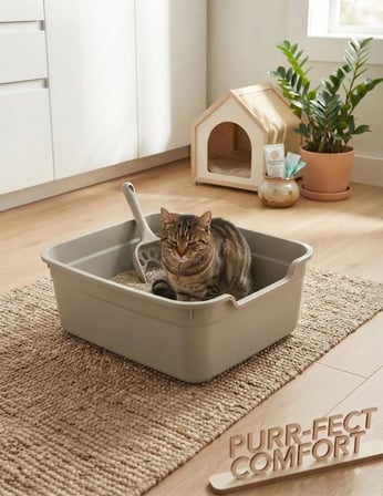  Kolay Girişli ve Ergonomik Açık Kedi Tuvaleti 49x38x18 Cm
