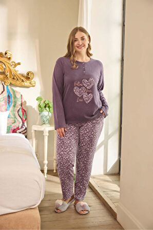 Aydoğan Kadın Suzi Büyük Beden Thermal Erik Moru Pijama Takım 0683