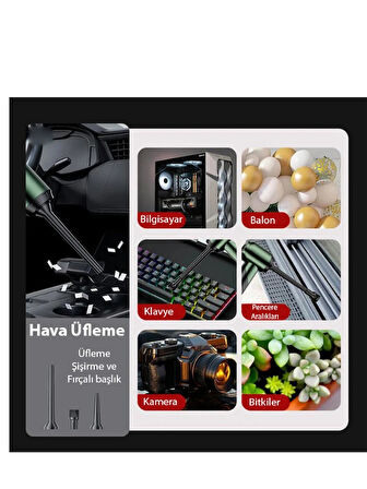 16000pa Güçlü Dijital Göstergeli Vakumlu Kablosuz Üflemeli Mini Araç Süpürgesi