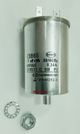 Metal 5 mf Klima Kondansatör , Motor Kapasitörü 5 mf 450 VAC
