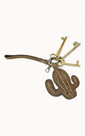 Kaktüs Figür Deri Anahtarlık